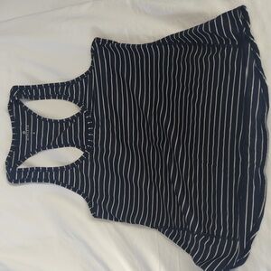 Athleta Navy Striped Racerback Performance Tank Top Size S
